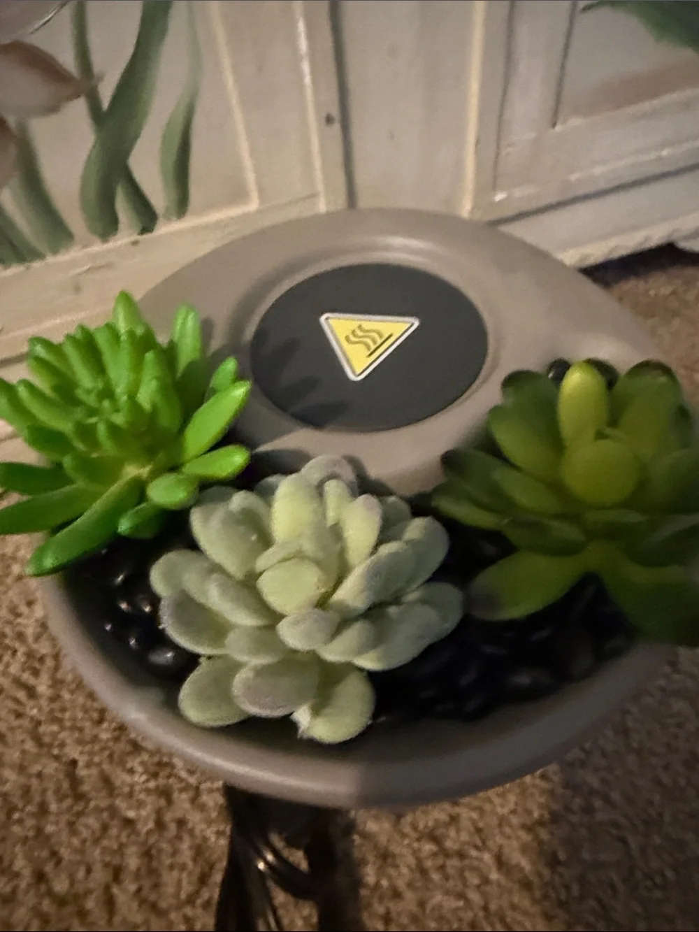 Scentsy Gray Tabletop Accent with Green Faux Succulents